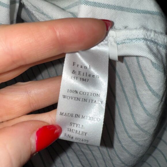 Frank & Eileen Oversized Shirley Striped Oxford Shirt - White/Blue S - Picture 7 of 8